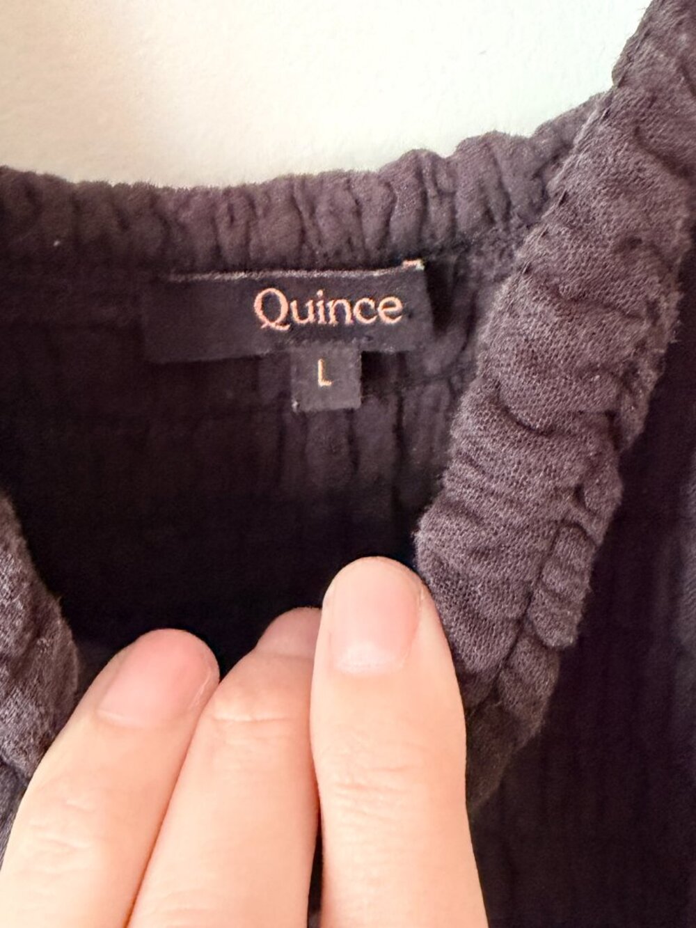 Quince Organic Cotton Gauze Smocked Jumpsuit Wide Leg Black L - Picture 4 of 7
